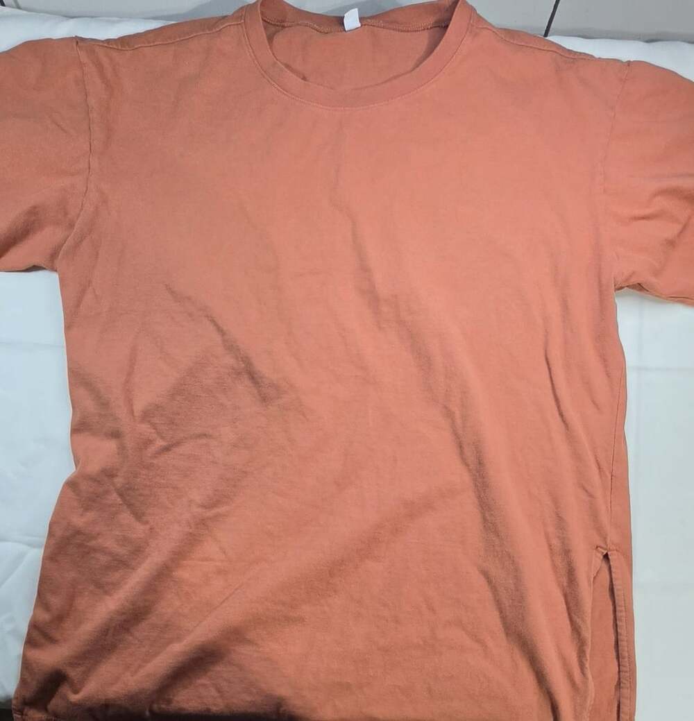 Unique Short Sleeve Crew Neck T-Shirt Rust Orange Medium Sku 0335